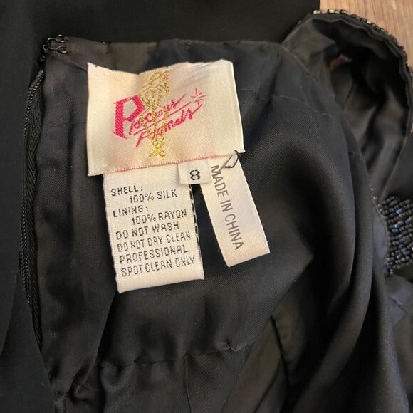 Precious Formals Silk Layered Ruffle Black Dress Size 8 - Picture 3 of 3